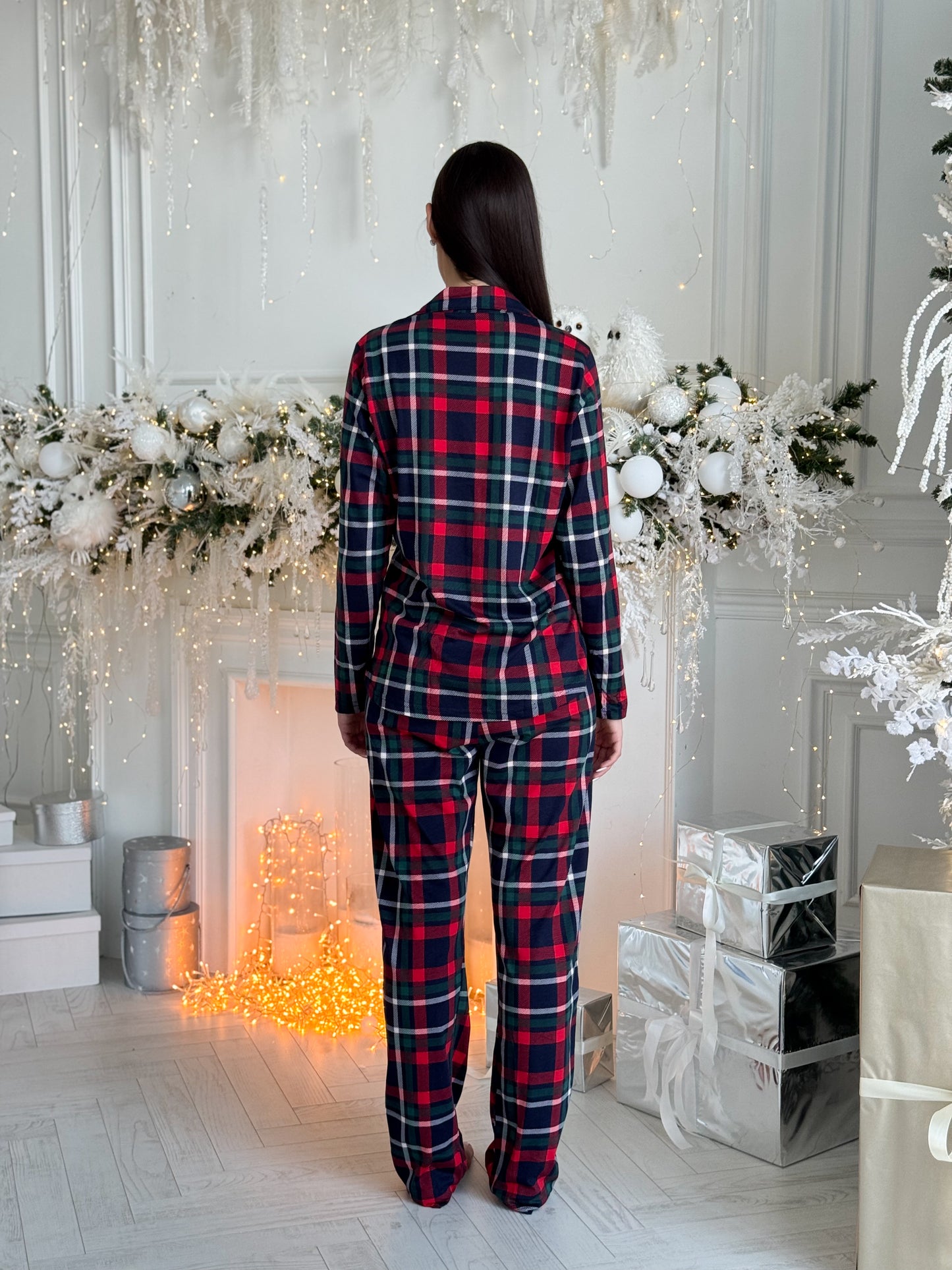 Weihnachts Pyjamas, Damen Pyjama Set – Kariert, Langarm