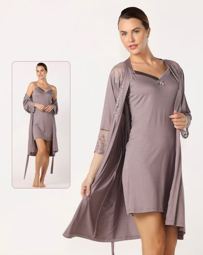 Damen Nachtwäsche-Set mit Spitze