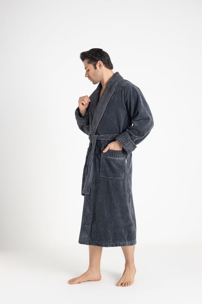 Luxuriöser Herren Frottee-Bademantel mit Gürtel – Baumwolle & Bambus