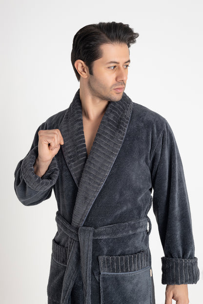 Luxuriöser Herren Frottee-Bademantel mit Gürtel – Baumwolle & Bambus