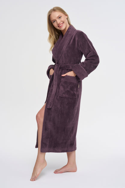 Luxus Damen Frottee-Bademantel mit Gürtel – Baumwolle & Bambus