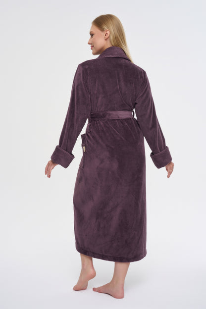 Luxus Damen Frottee-Bademantel mit Gürtel – Baumwolle & Bambus