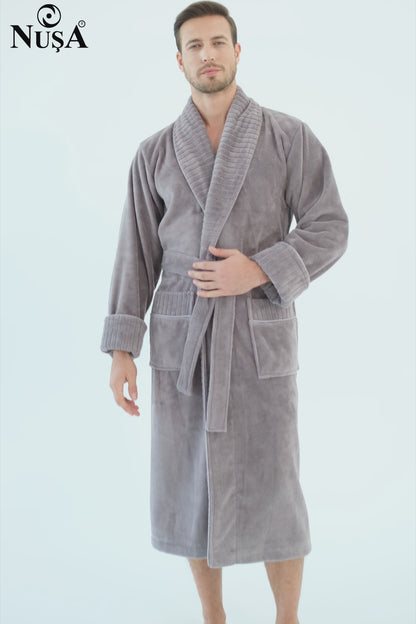 Luxuriöser Herren Frottee-Bademantel mit Gürtel – Baumwolle & Bambus