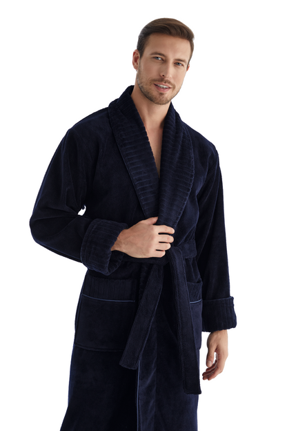 Luxuriöser Herren Frottee-Bademantel mit Gürtel – Baumwolle & Bambus