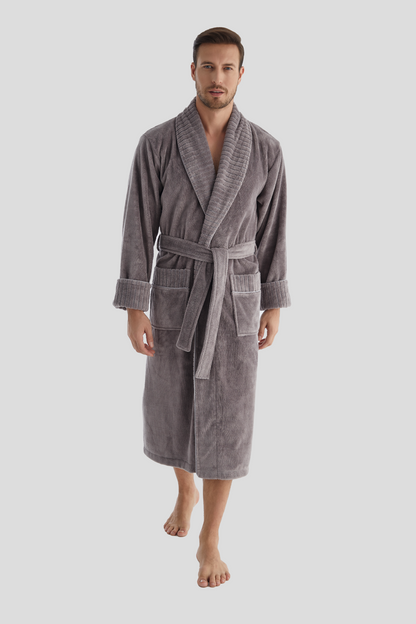 Luxuriöser Herren Frottee-Bademantel mit Gürtel – Baumwolle & Bambus