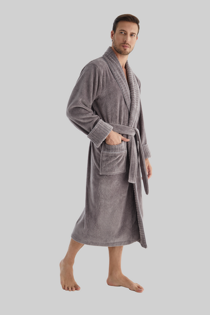Luxuriöser Herren Frottee-Bademantel mit Gürtel – Baumwolle & Bambus