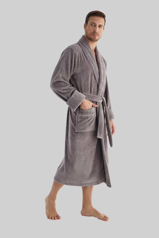 Luxuriöser Herren Frottee-Bademantel mit Gürtel – Baumwolle & Bambus