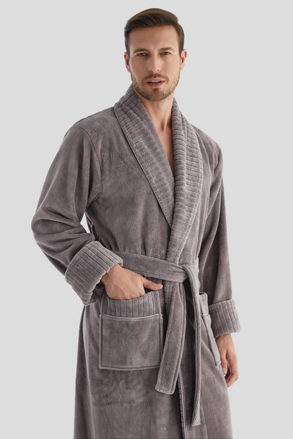 Luxuriöser Herren Frottee-Bademantel mit Gürtel – Baumwolle & Bambus